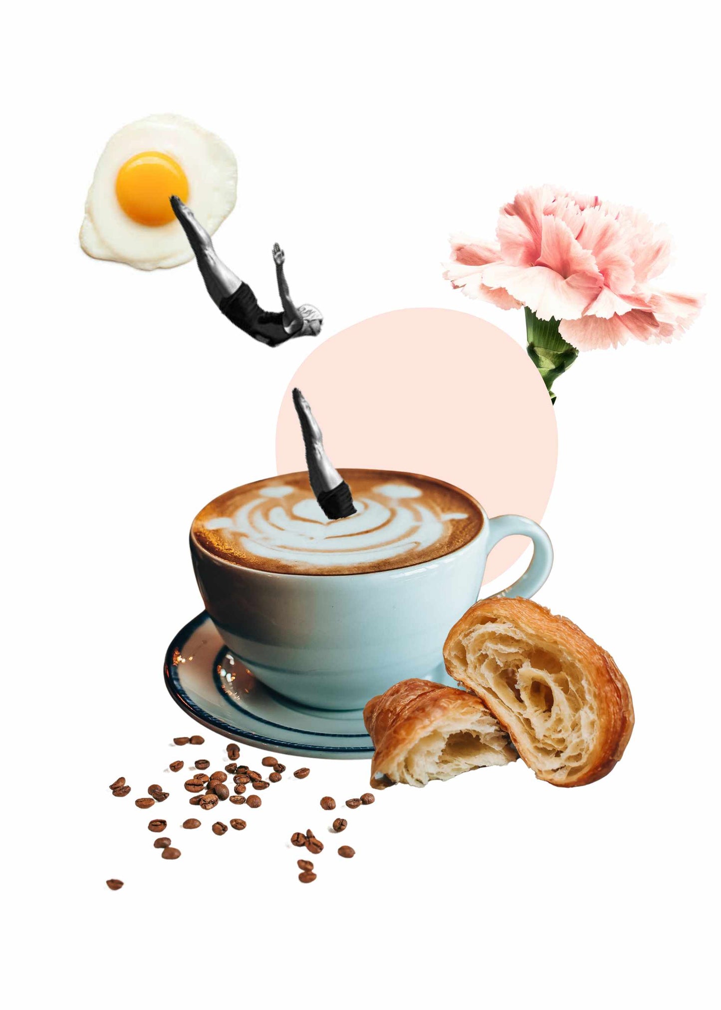 Lámina Coffee Splash when egg rises